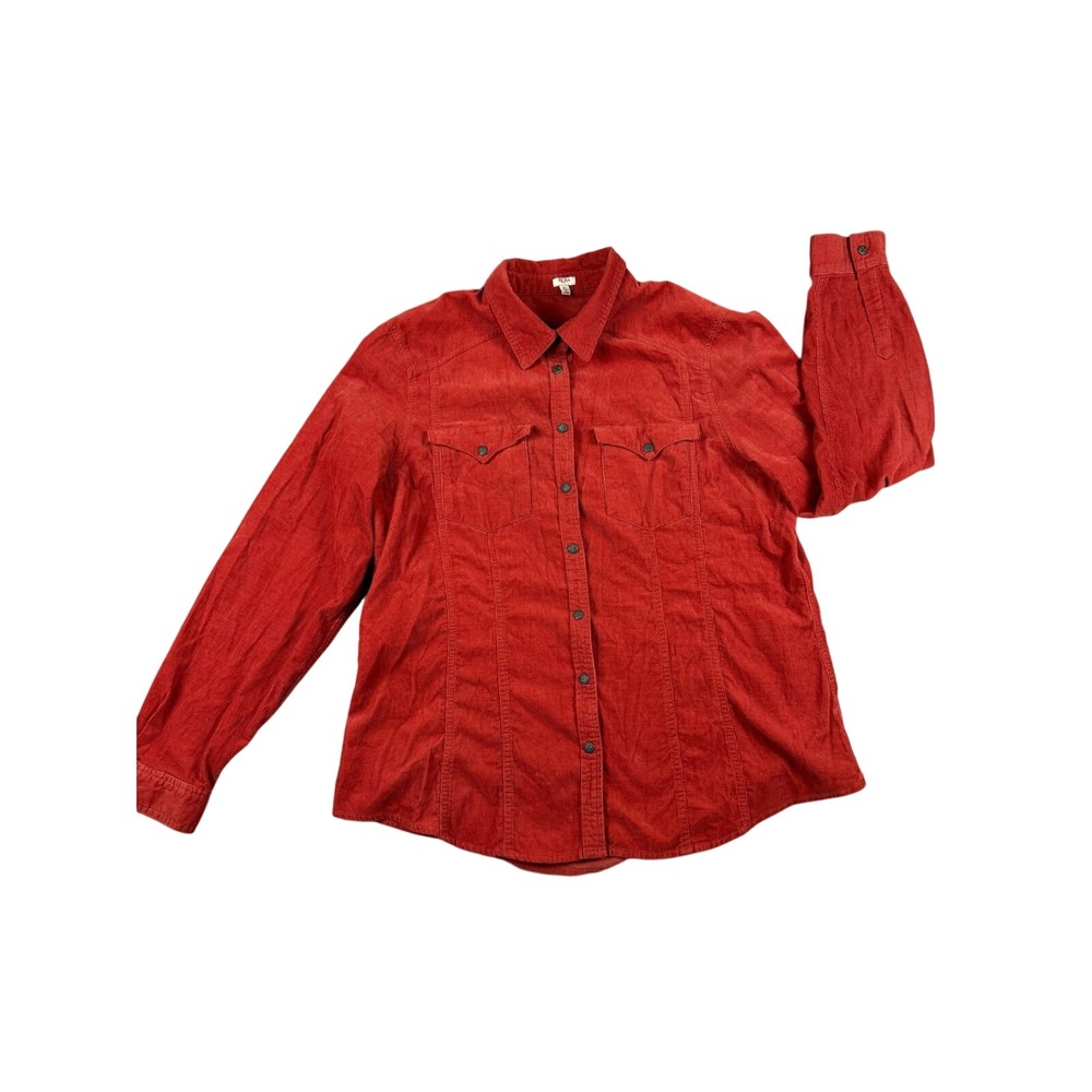 Reba Red‎ Corduroy Long Sleeve Button Up Western Shirt Womens XL TV Show Country